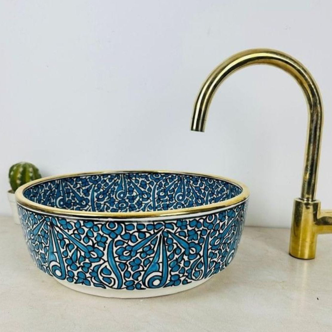 Lavabo en céramique marocain "Chefchaouen"