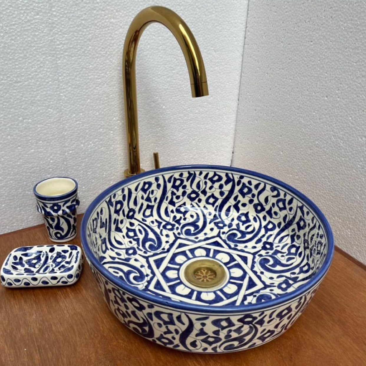 Lavabo en céramique marocain "Fès"