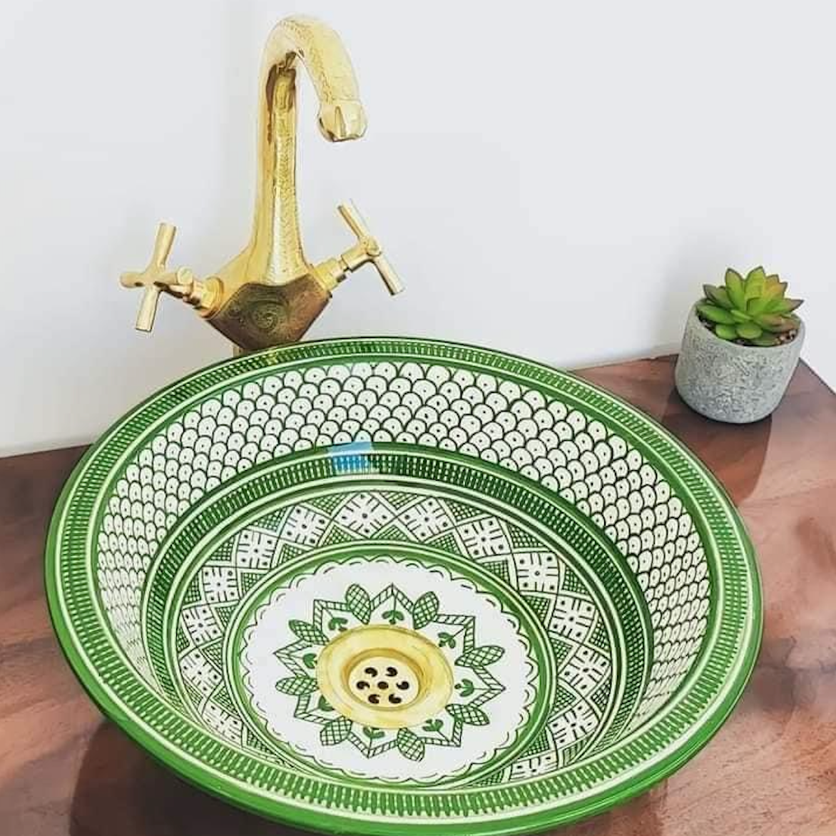 Lavabo en céramique "Marrakech Vert"