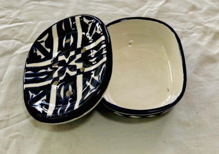 porte-savon en céramique Noir et Blanc