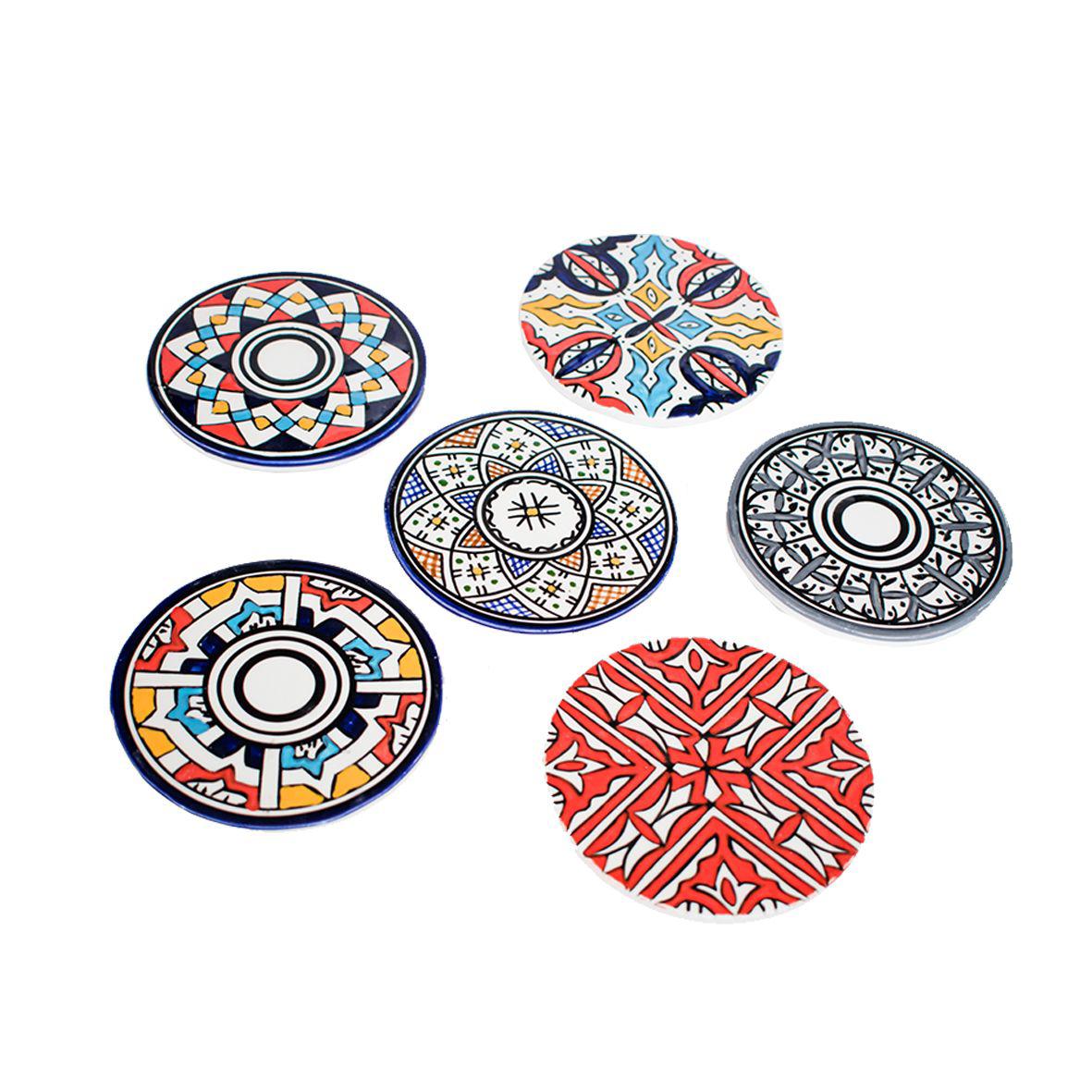 Ensemble de sous-verres en céramique "Zellige Coloré" x6