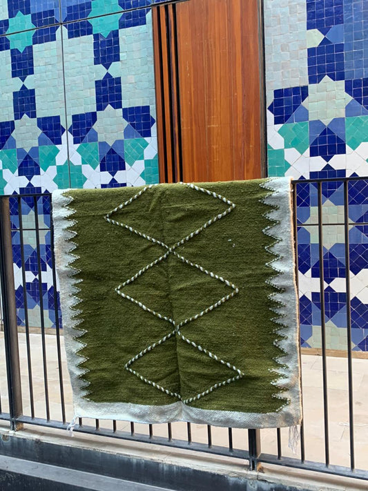 Tapis zanafi vert et blanc