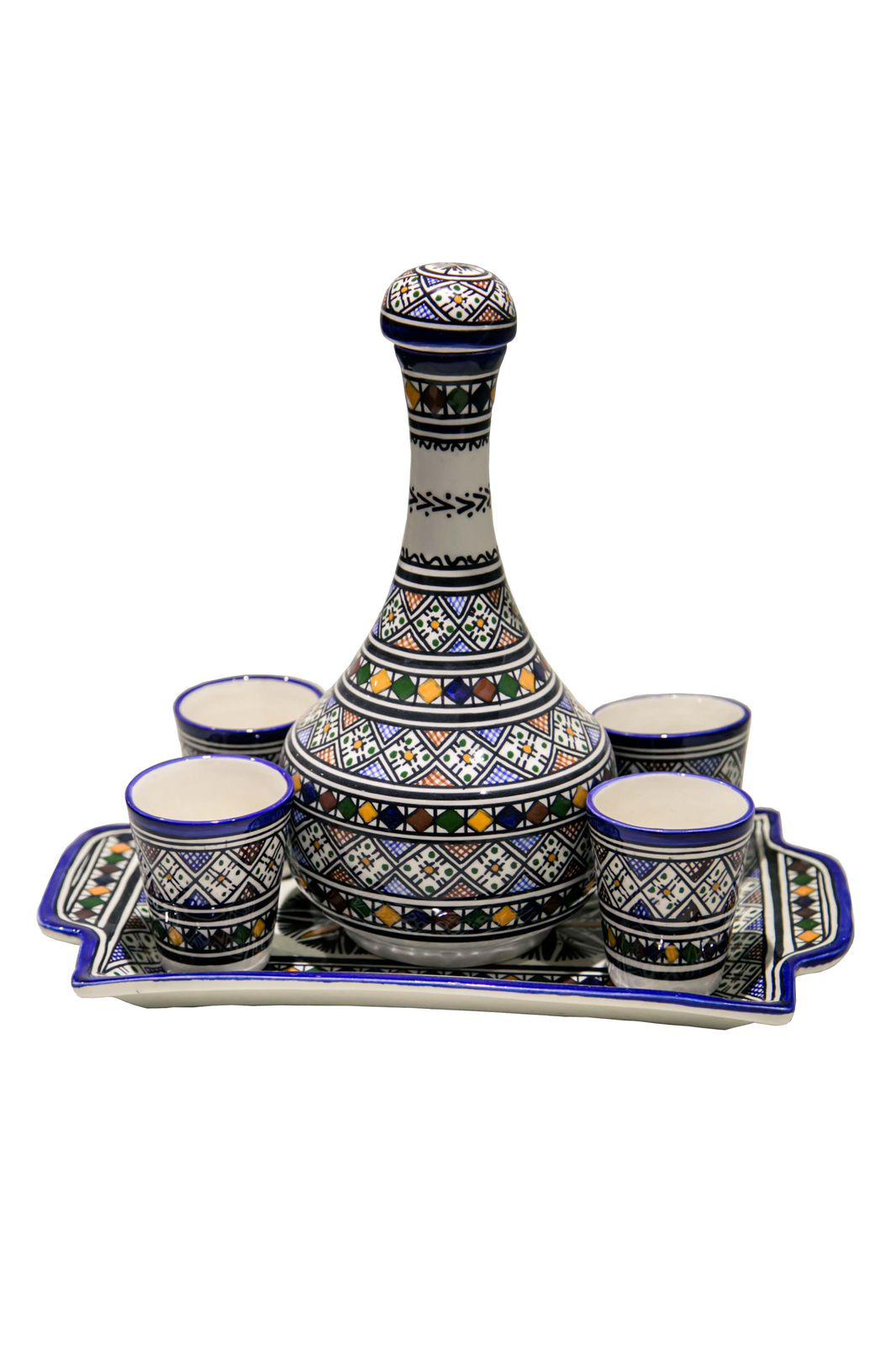 Ensemble carafe, verres et son plateau en céramique "Kasbah"