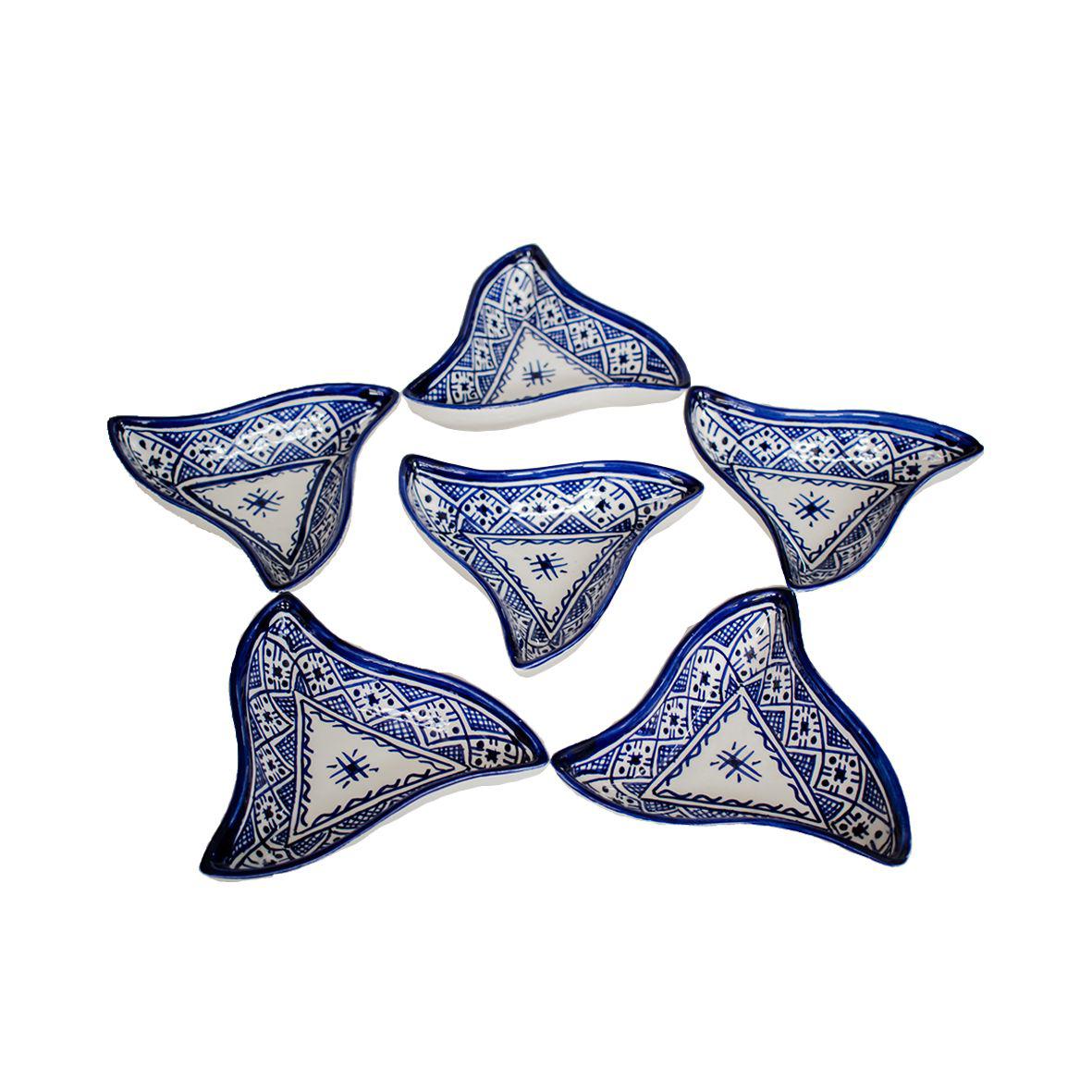 Ensemble pièces apéritif triangulaires en céramique "Azul Oriental"